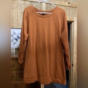D & Co Essentials Women's Top Burnt Orange With Tab Sleeves & Pockets Size XL